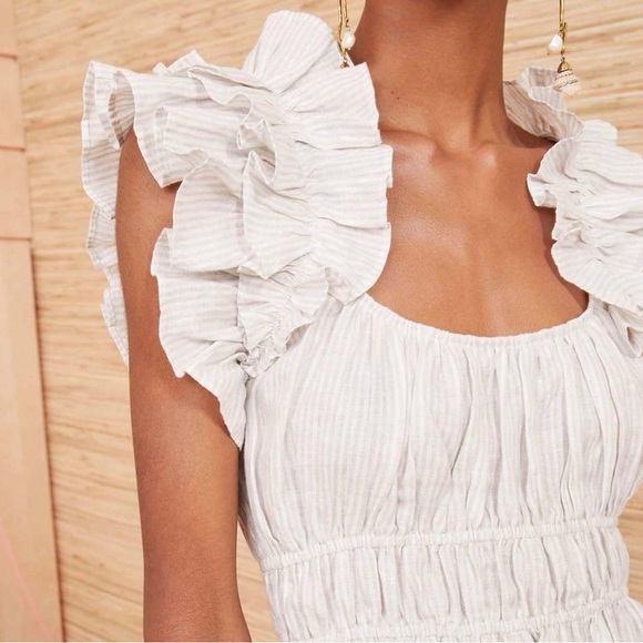 Ulla Johnson Paloma Striped Ruffle Blouse - Picture 3 of 13